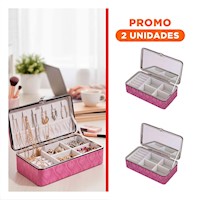 Pack2 Organizador Portatil con Espejo 16x8,5x5,5cm Rosado Diseno Practico